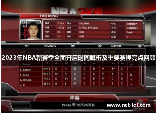 2023年NBA新赛季全面开启时间解析及重要赛程亮点回顾