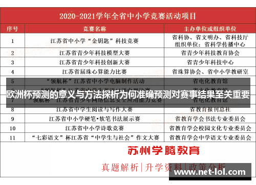 欧洲杯预测的意义与方法探析为何准确预测对赛事结果至关重要